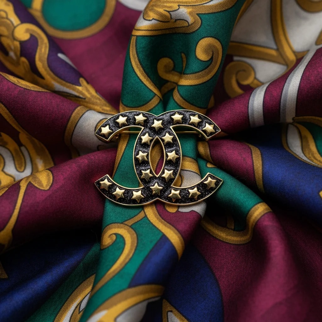 Chanel CC Logo Brooch With Stars 4