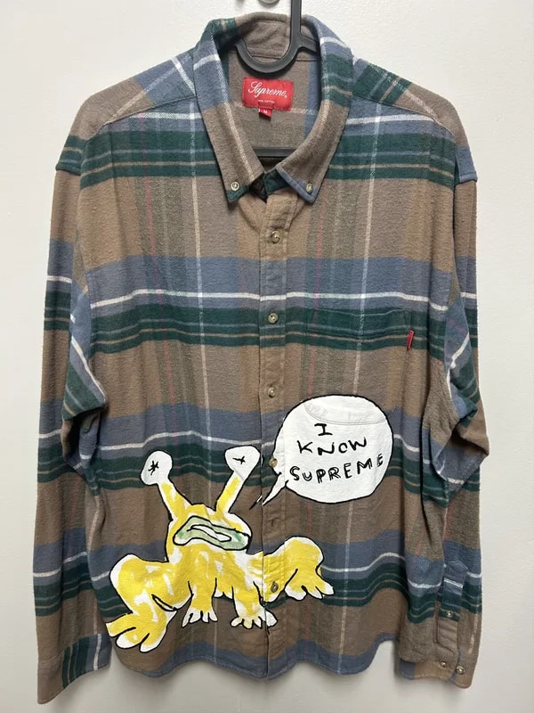 Supreme — Supreme Daniel Johnston "I Know " Plaid Shirt — streetwear — resale
