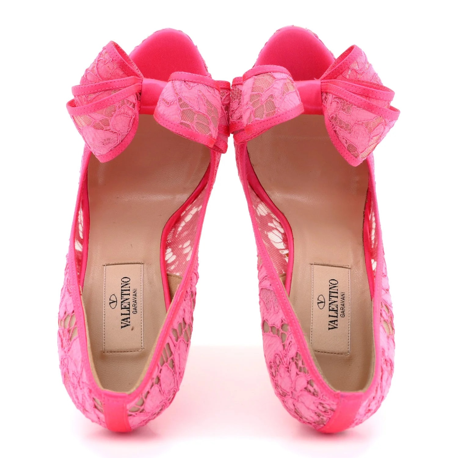 Lace Couture Bow Peep Toe High 36 Fuxia Fluo 2