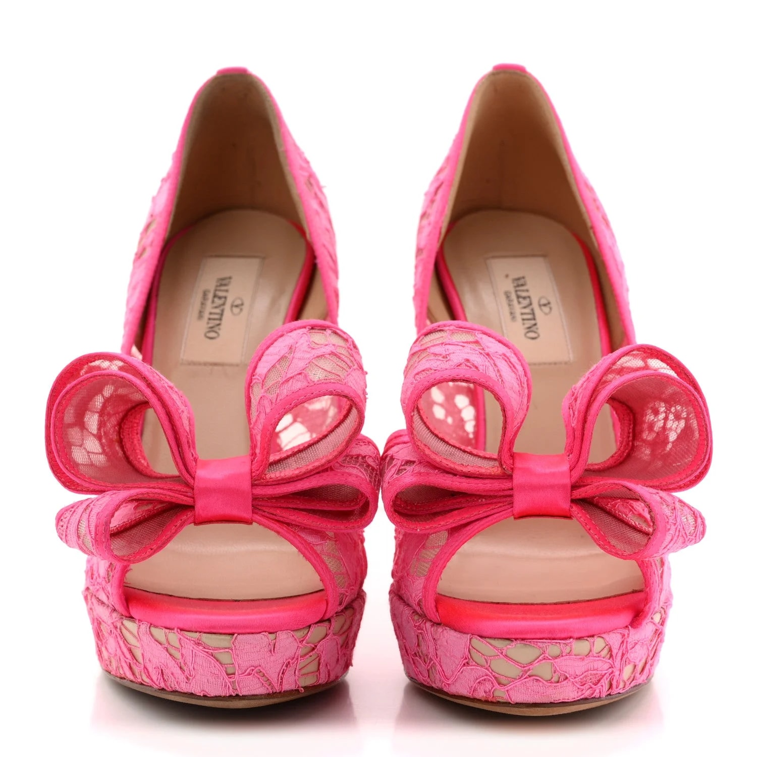 Lace Couture Bow Peep Toe High 36 Fuxia Fluo 3
