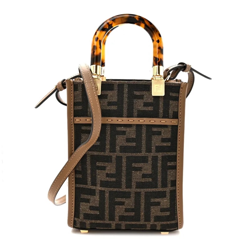 Fendi — Fabric Vitello King Plexiglass 1974 Mini Fendi Sunshine Shopper Moro — Handbag — resale