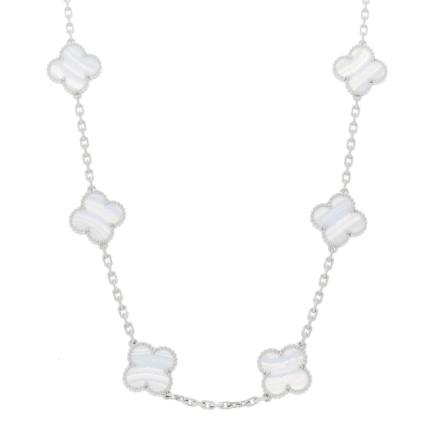 Van Cleef & Arpels — 18K White Gold Chalcedony 10 Motifs Alhambra — Jewelry — resale