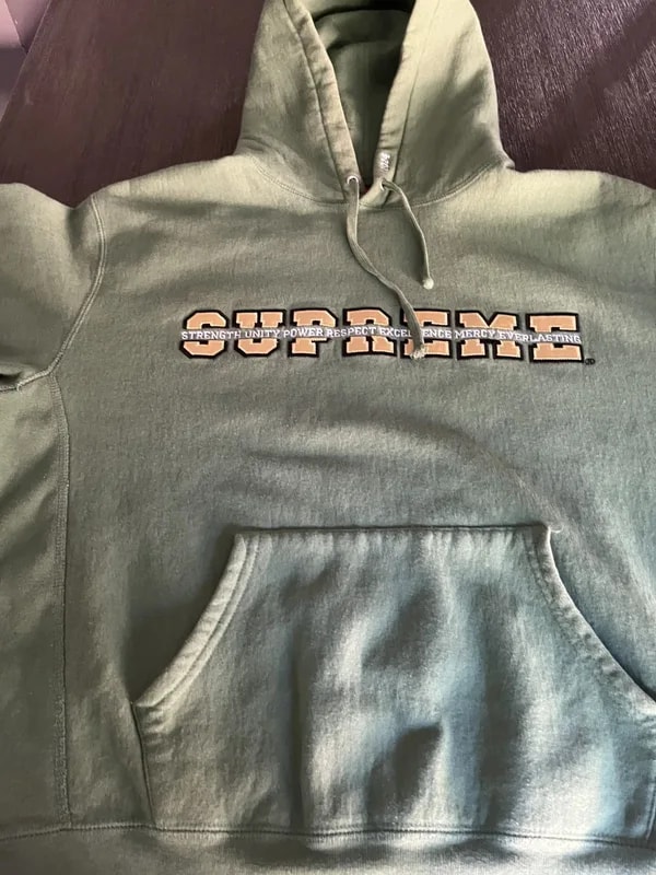 Supreme — Supreme Collegiate Acronym Hooded Sweatshirt — streetwear — resale