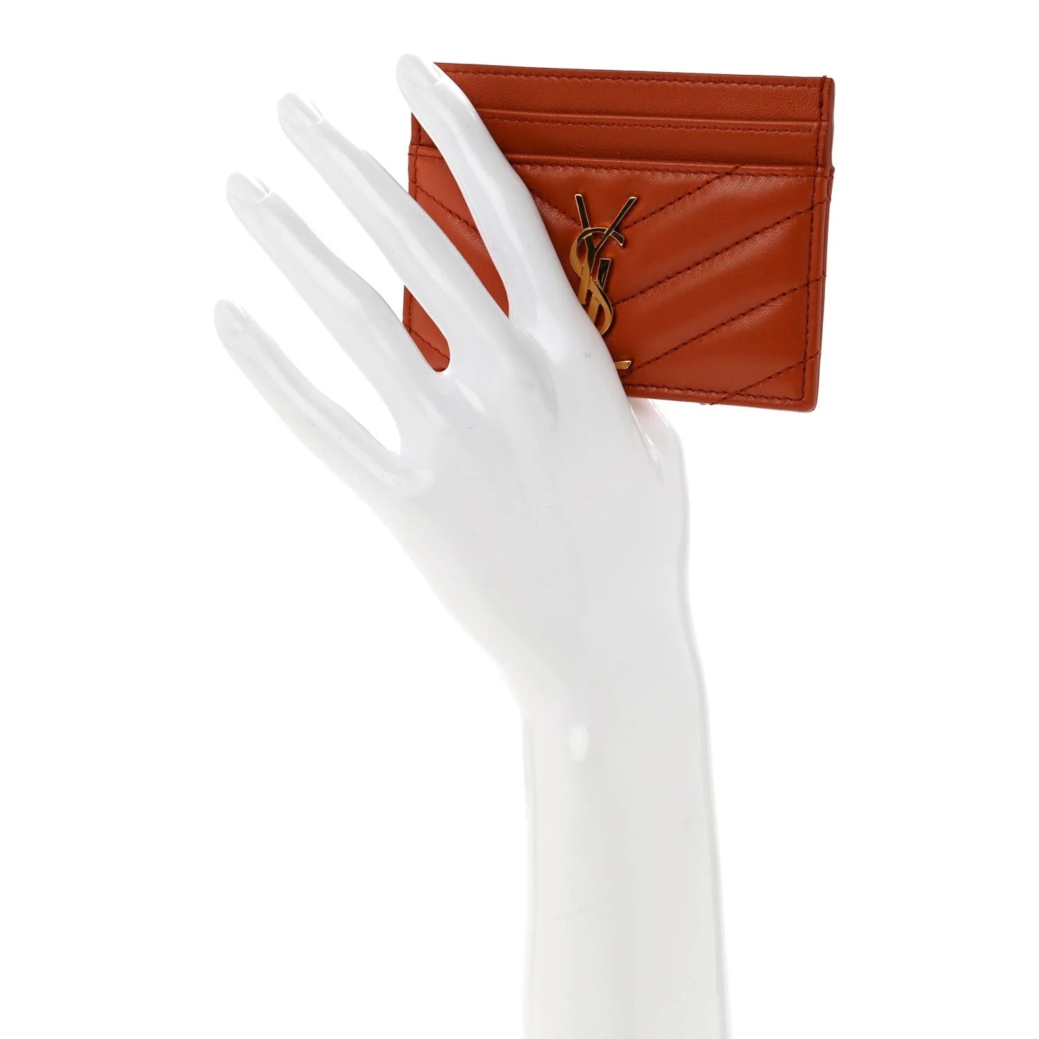 Matelasse Chevron Credit Card Case Dark Mandarin 2