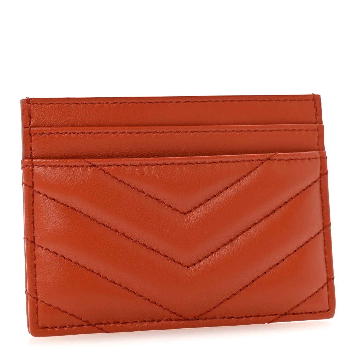 Matelasse Chevron Credit Card Case Dark Mandarin 3
