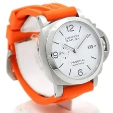 Panerai Luminor Marina 44mm Automatic White Dial Steel Case Orange Rubber Strap 4