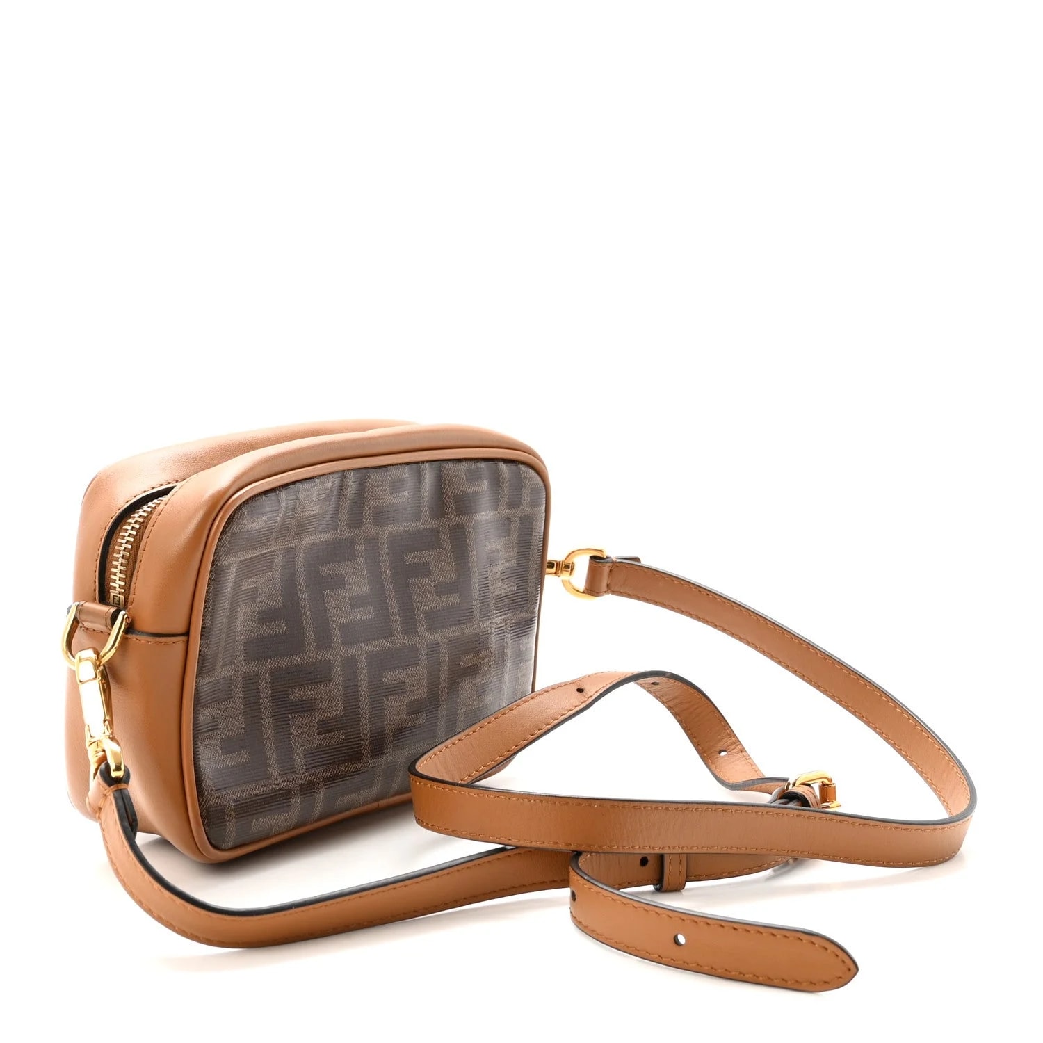 Fabric Vitello Century 1974 Stamp Patch Mini Camera Case Mogano Panna Caramello 3