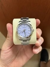 Rolex Oyster Perpetual 34mm Lavender Dial Auto Steel w/Box & Papers Hang Tags 2