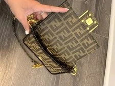 Fendi Small Monogram Crossbody / , Chain, Magnetic Close 3