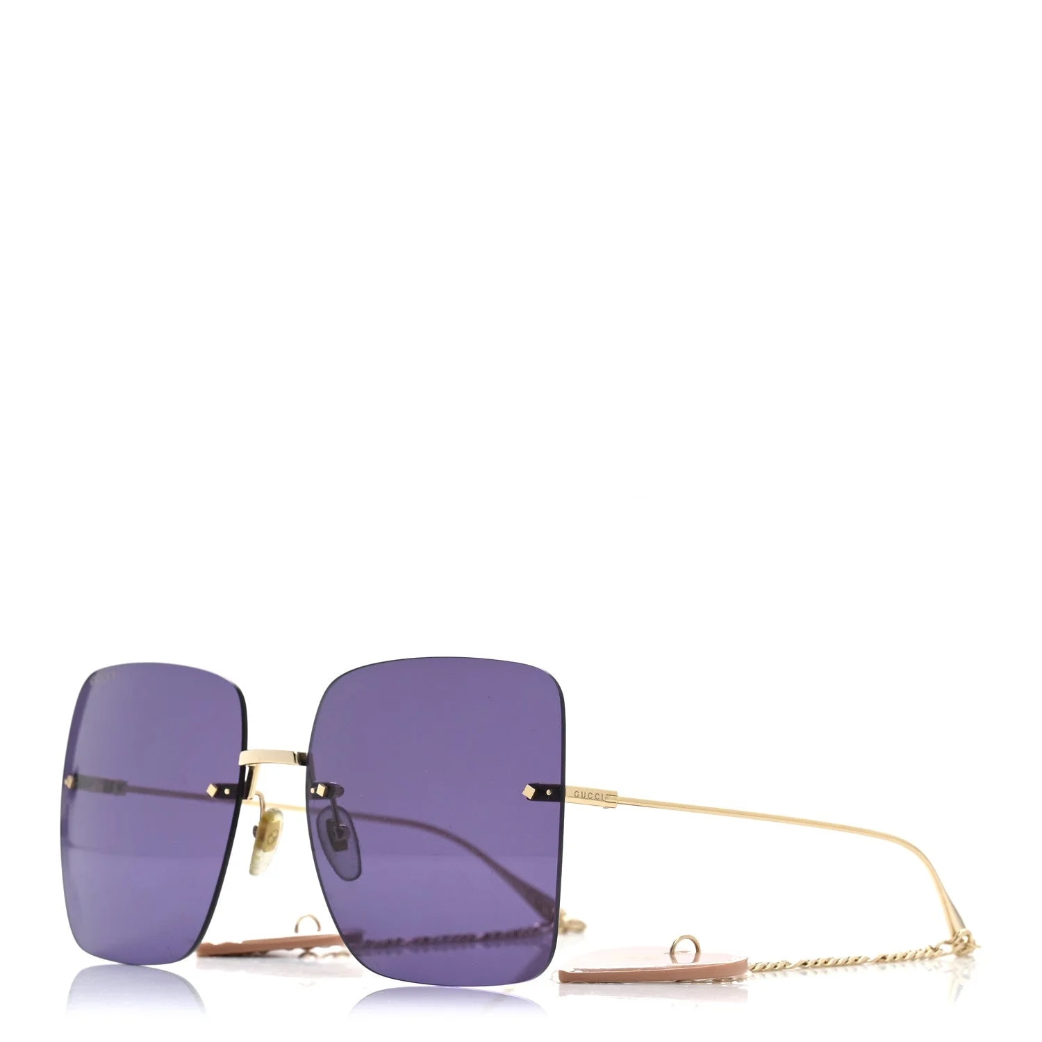 Gucci — Metal Acetate Detachable Charm Rimless Square Sunglasses GG1147S — Accessory — resale
