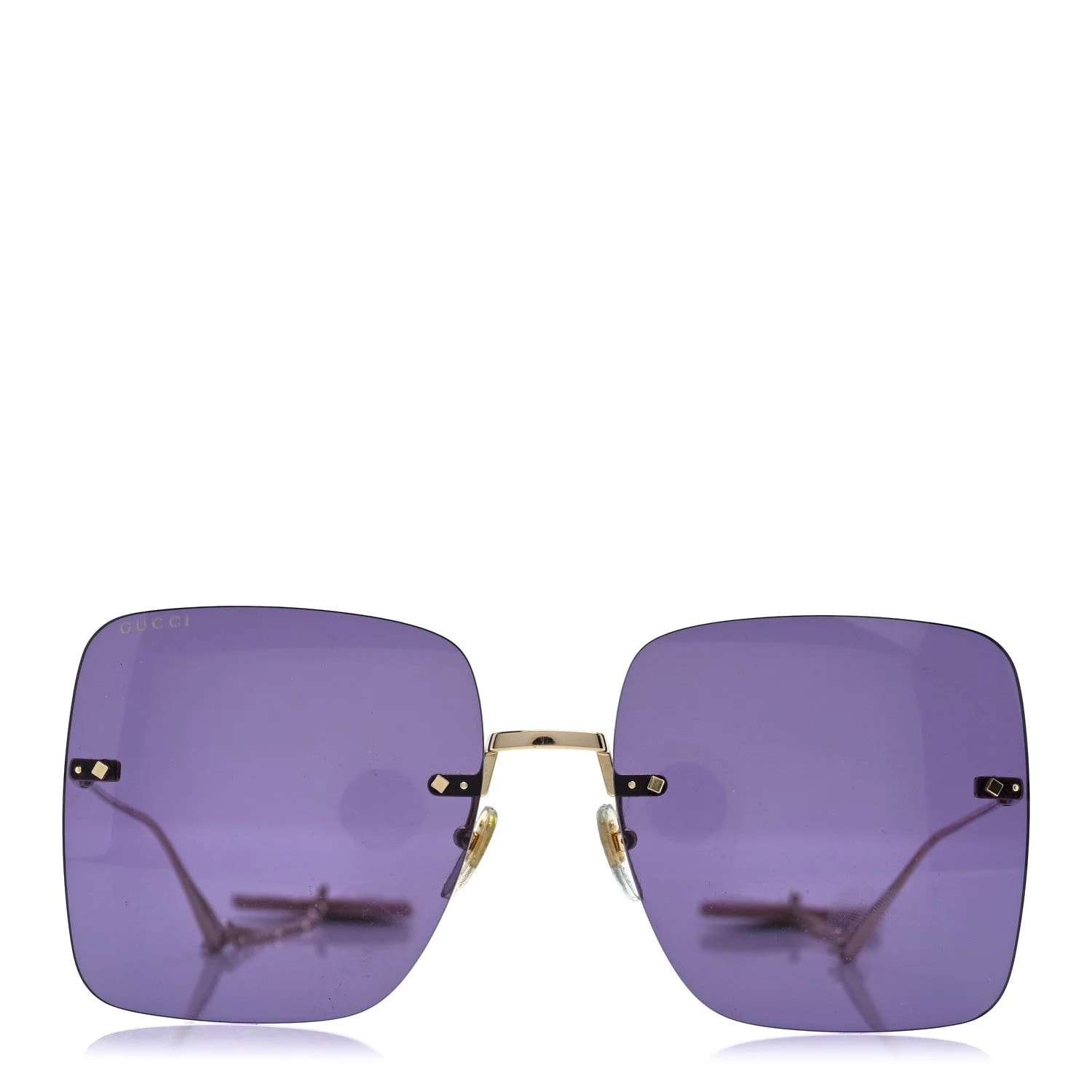 Metal Acetate Detachable Charm Rimless Square Sunglasses GG1147S 2