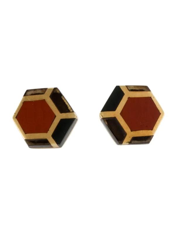 Angela Cummings — 18K Nephrite, Smoky Quartz & Jasper Stud — Jewelry — resale