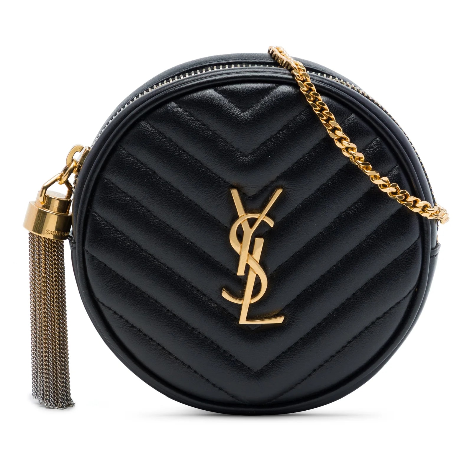 Saint Laurent — Baby Chevron Round Vinyle Belt — Handbag — resale