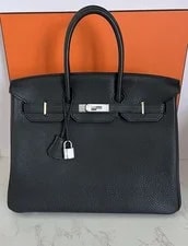 Noir — Hermes Birkin 35 in Togo With Palladium Hardware — Handbag — resale