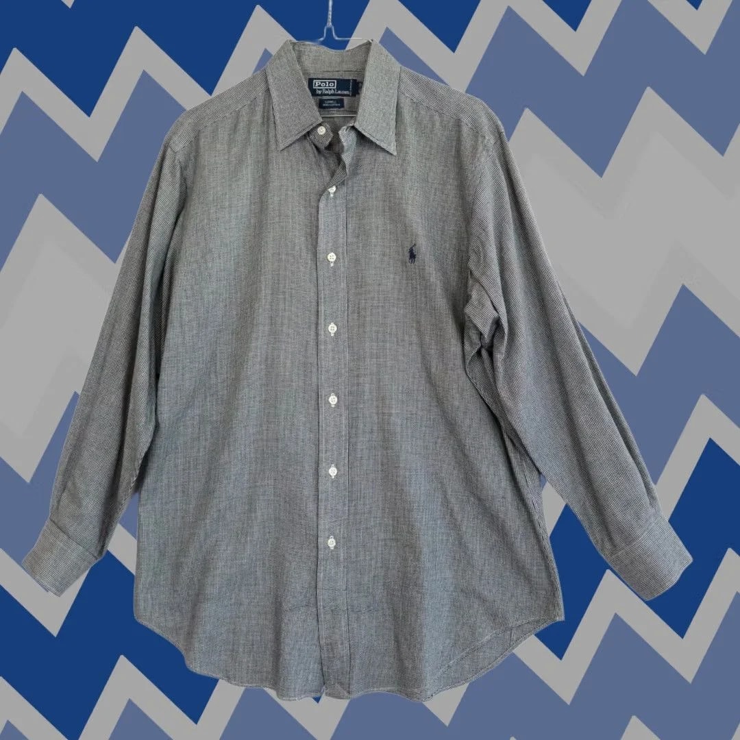Polo Ralph Lauren — Polo Ralph Lauren Shirt 15.5-32 Lowell Button Up Houndstooth Long Sleeve — streetwear — resale