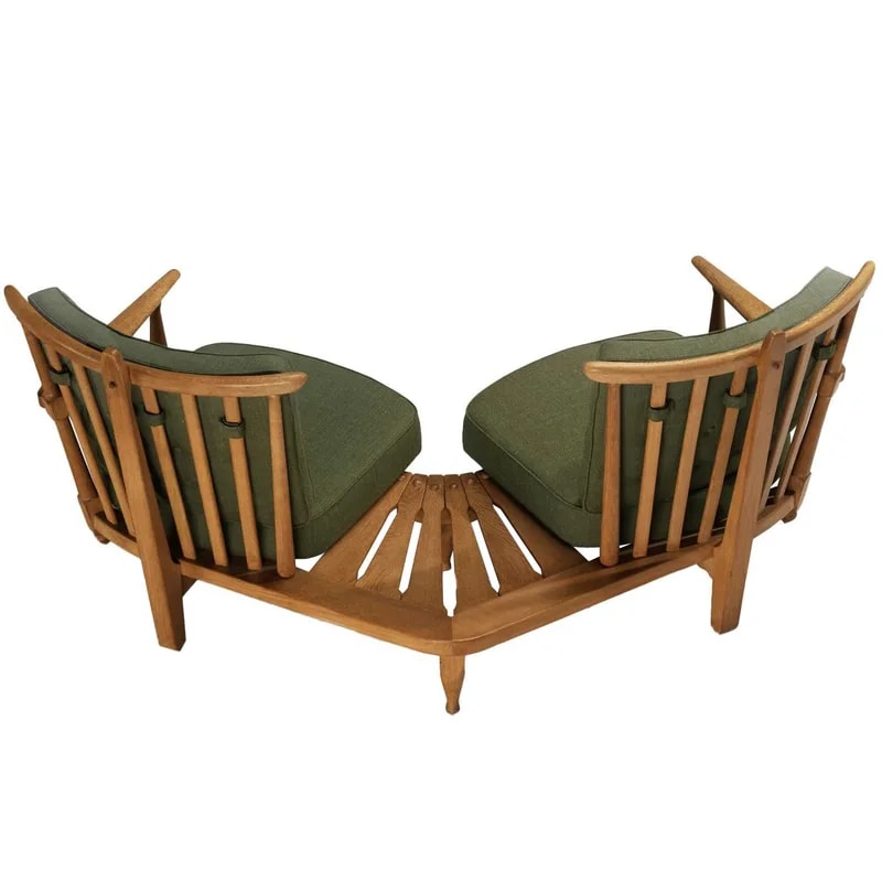 Guillerme Chambron Lounge Set with Connecting Table in Solid Oak — Furniture — resale