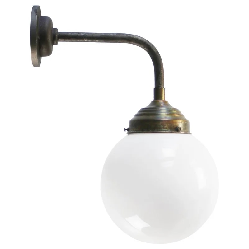 Dutch White Opaline Glass Vintage Brass Cast Iron Sconces Wall Lights — lighting — resale
