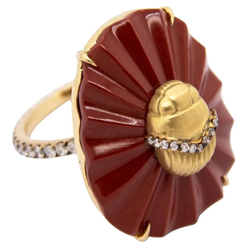 Silvia Furmanovich — 18k Yellow Gold Jasper Egypt Scarab By Silvia Furmanovich — Jewelry — resale