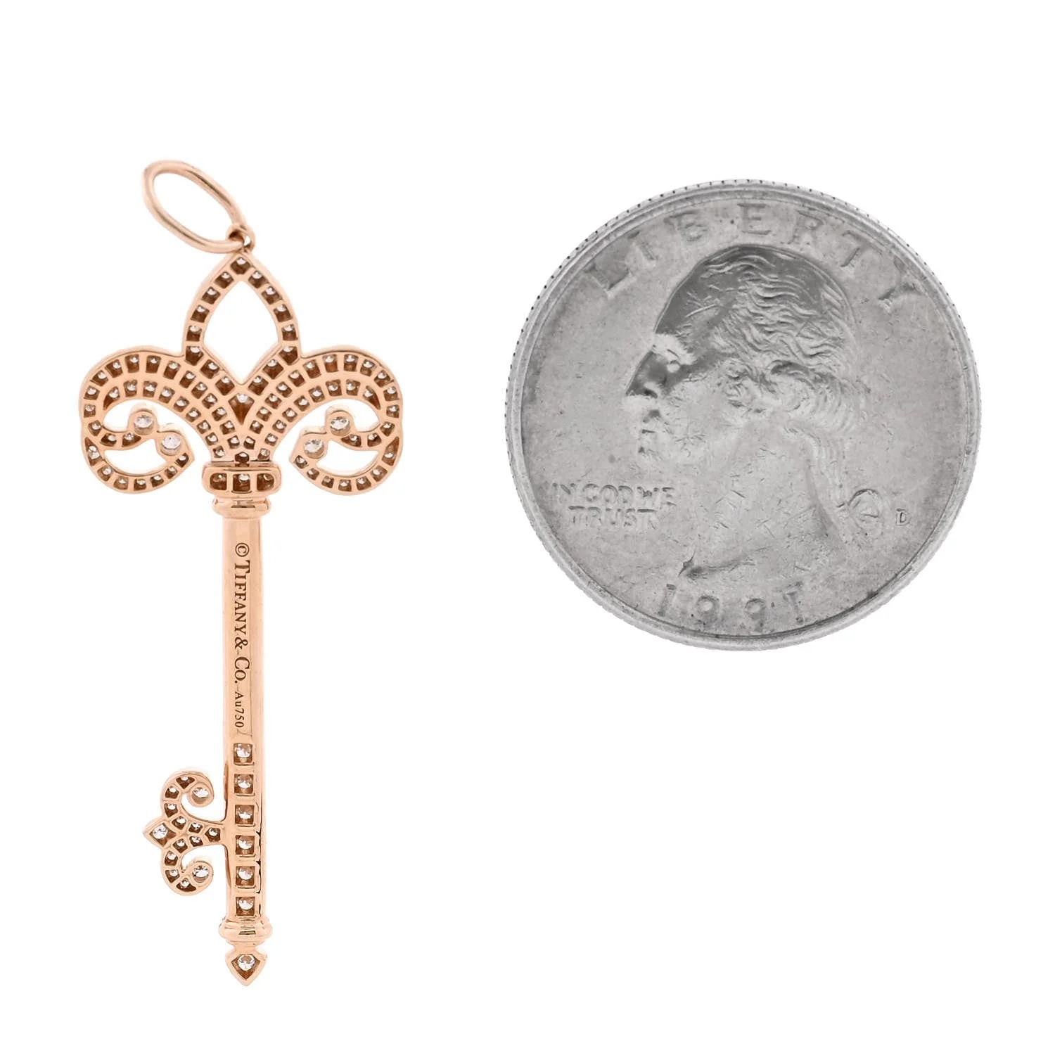18K Rose Gold .37ct Fleur de Lis Key 2
