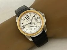 Cartier Calibre de W7100010 3299 Stainless Steel / 18K 42mm Silver Dial #WJW090 2