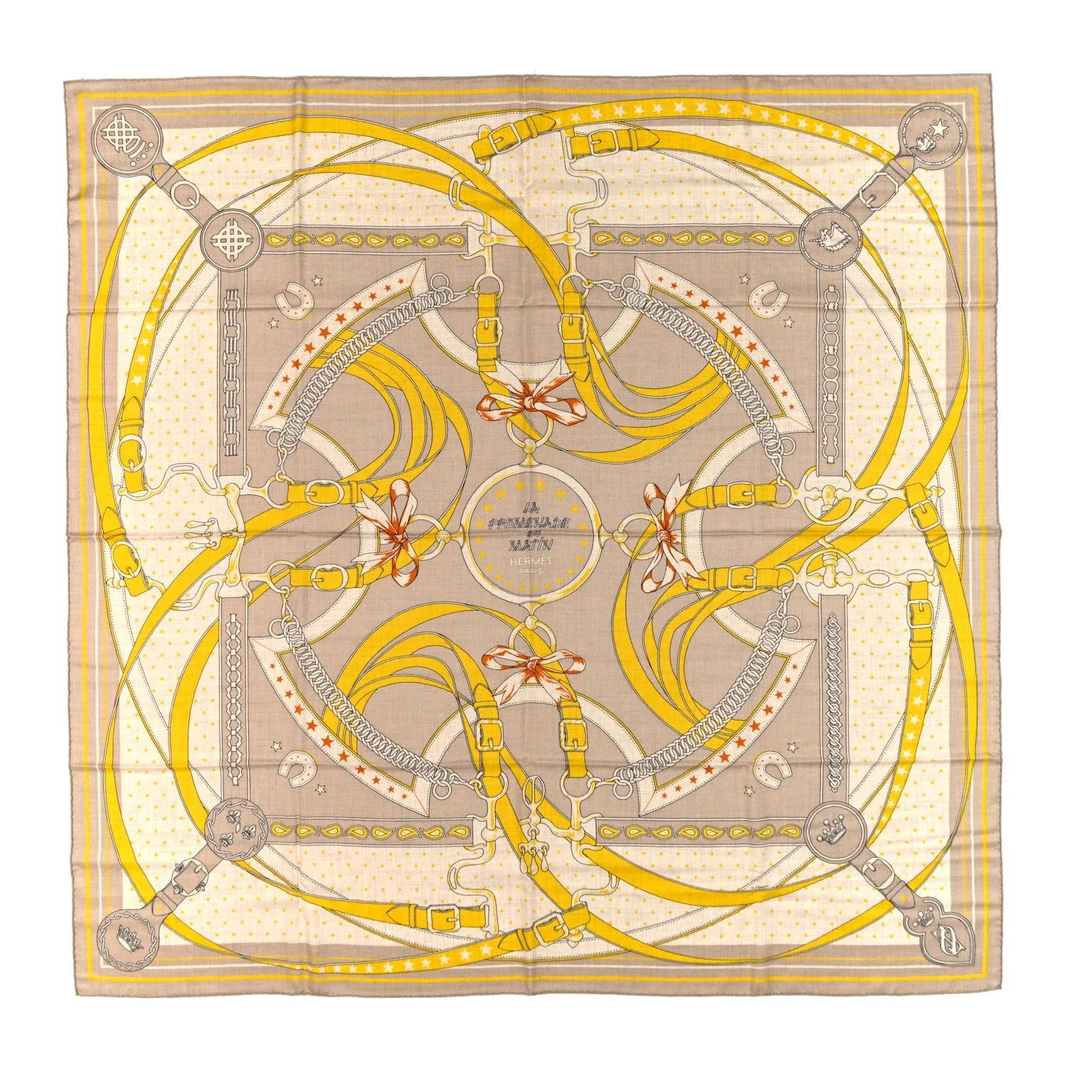 Hermès — la Promenade du Matin Bandana Shawl 140 Naturel Vif — Accessory — resale