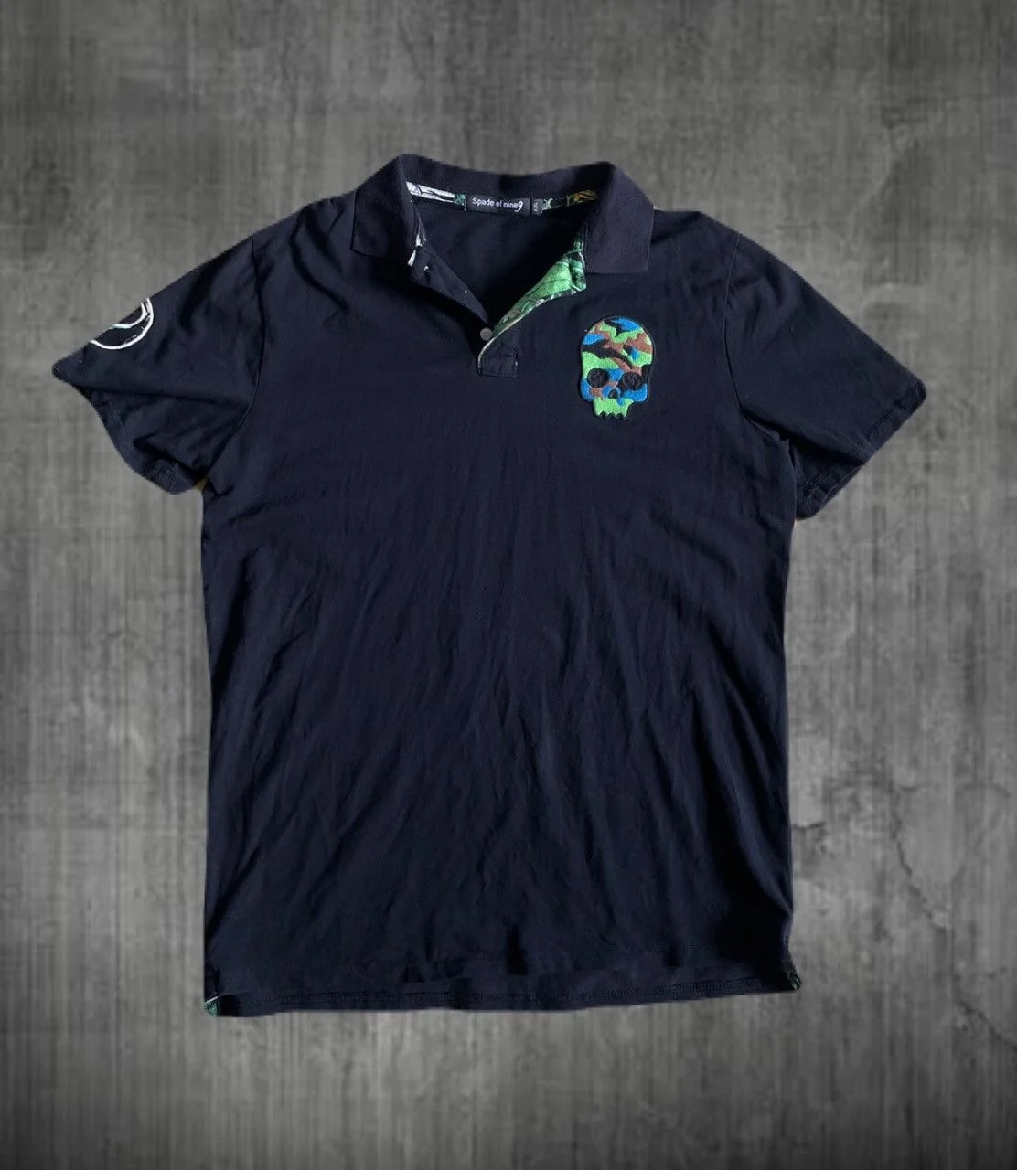 2000s Japanese Archive Vkei Skull Embroidery Polo Y2K 2