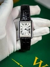 Cartier — 2017 Cartier Tank W5200027 Alligator Strap Deployable Strap Box and Papers Black — Watch — resale