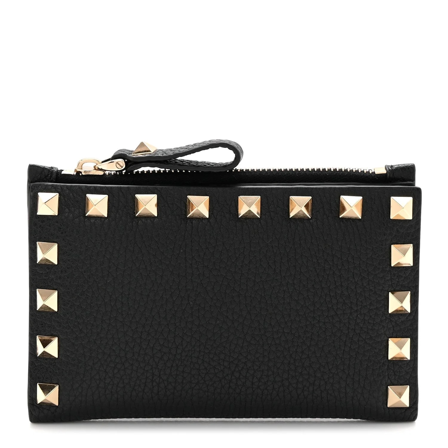 Valentino Garavani — Pebbled Rockstud Coin Case Card Holder — Accessory — resale