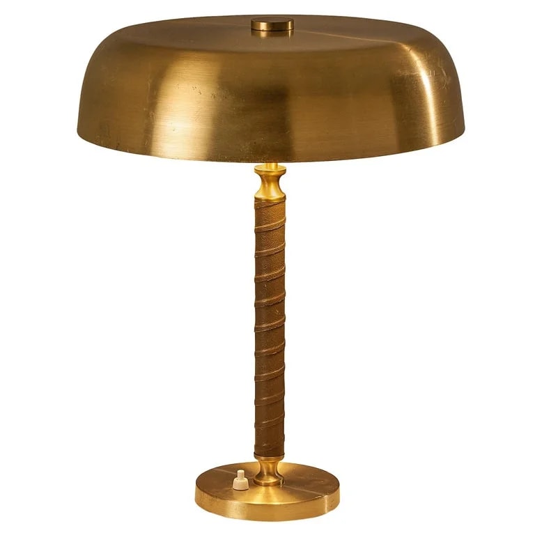 Boréns Borås — Boréns Borås Lamp in Brass and Leather — Furniture — resale