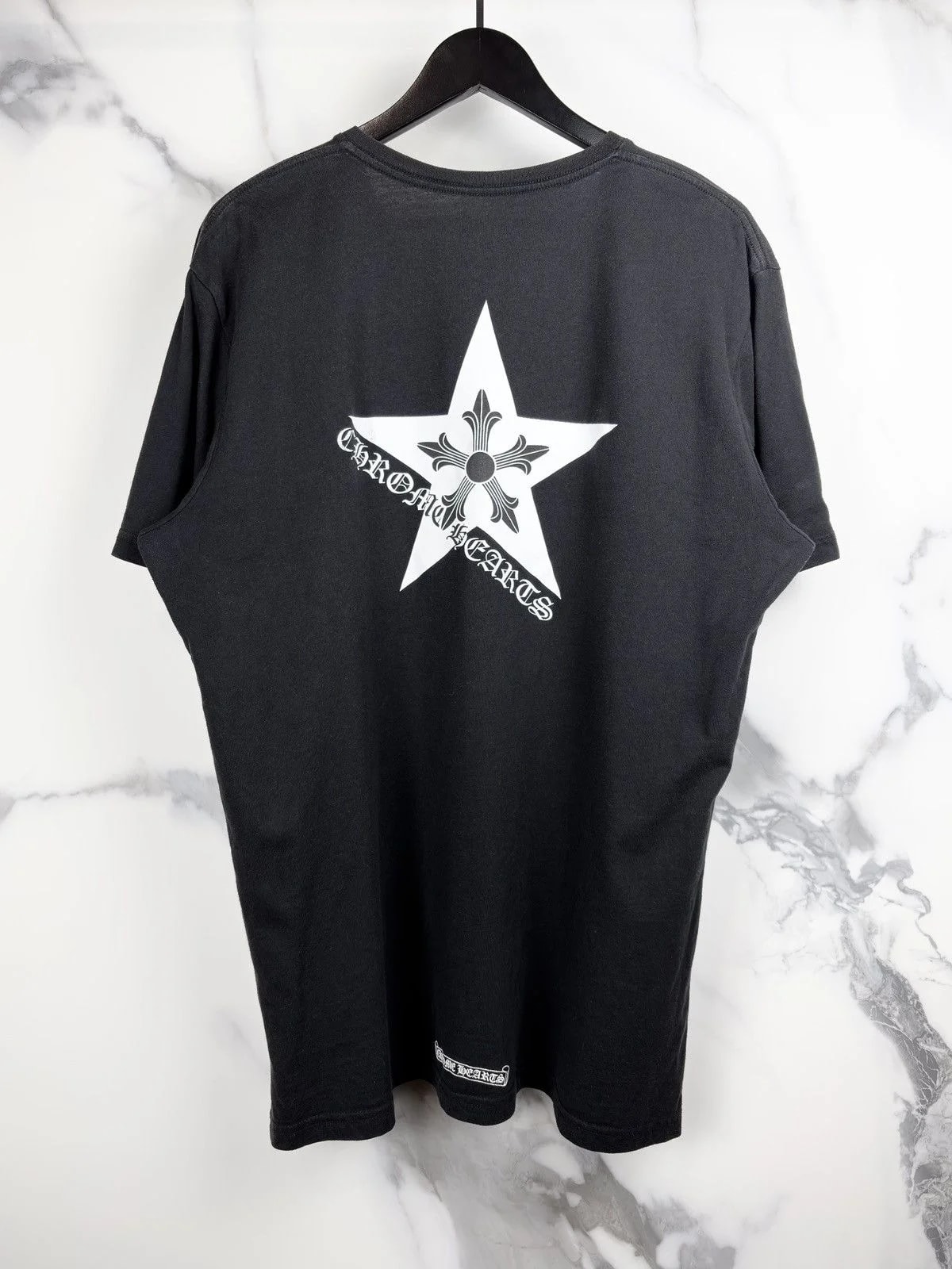 Chrome Hearts — Hearts Shuriken Ninja Star Scroll Logo V Neck Tshirt — streetwear — resale