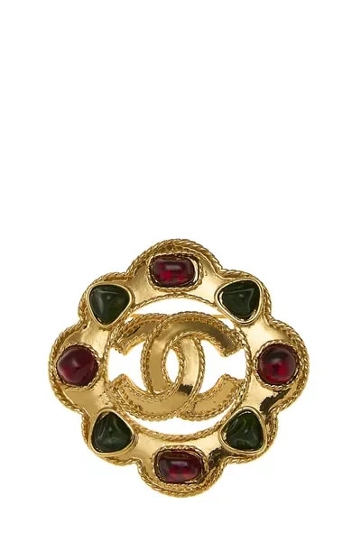 Chanel — & Multicolored Gripoix 'CC' Pin — Jewelry — resale