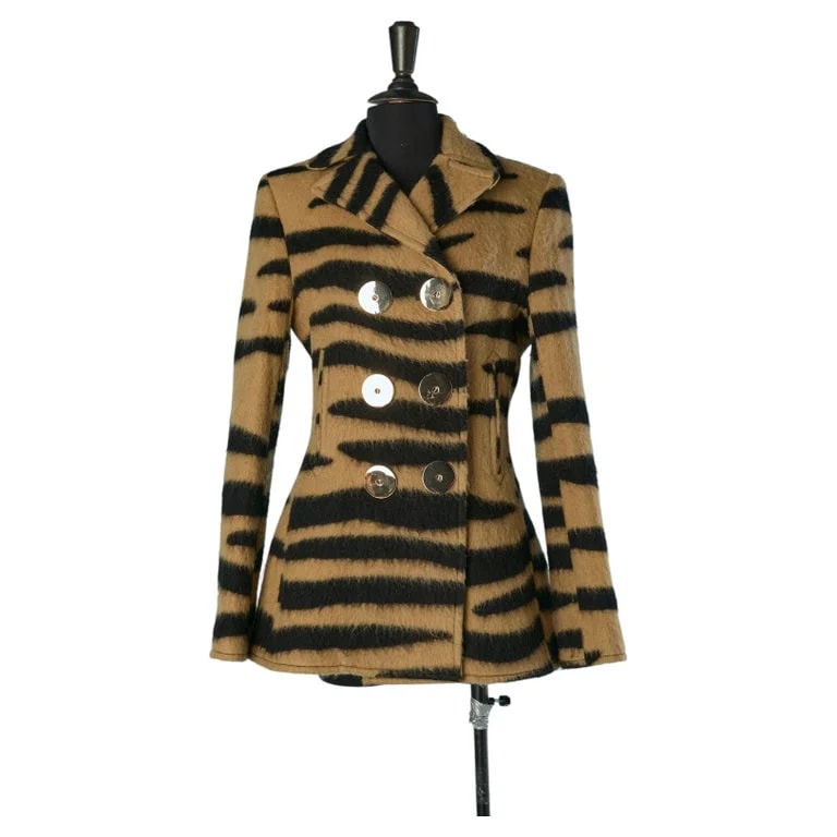 Paco Rabanne — Double-breasted Pea-coat With Zebra Print and Oversize Button Paco Rabanne — Clothing — resale