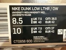 8.5US Off-White X Dunk Low 2