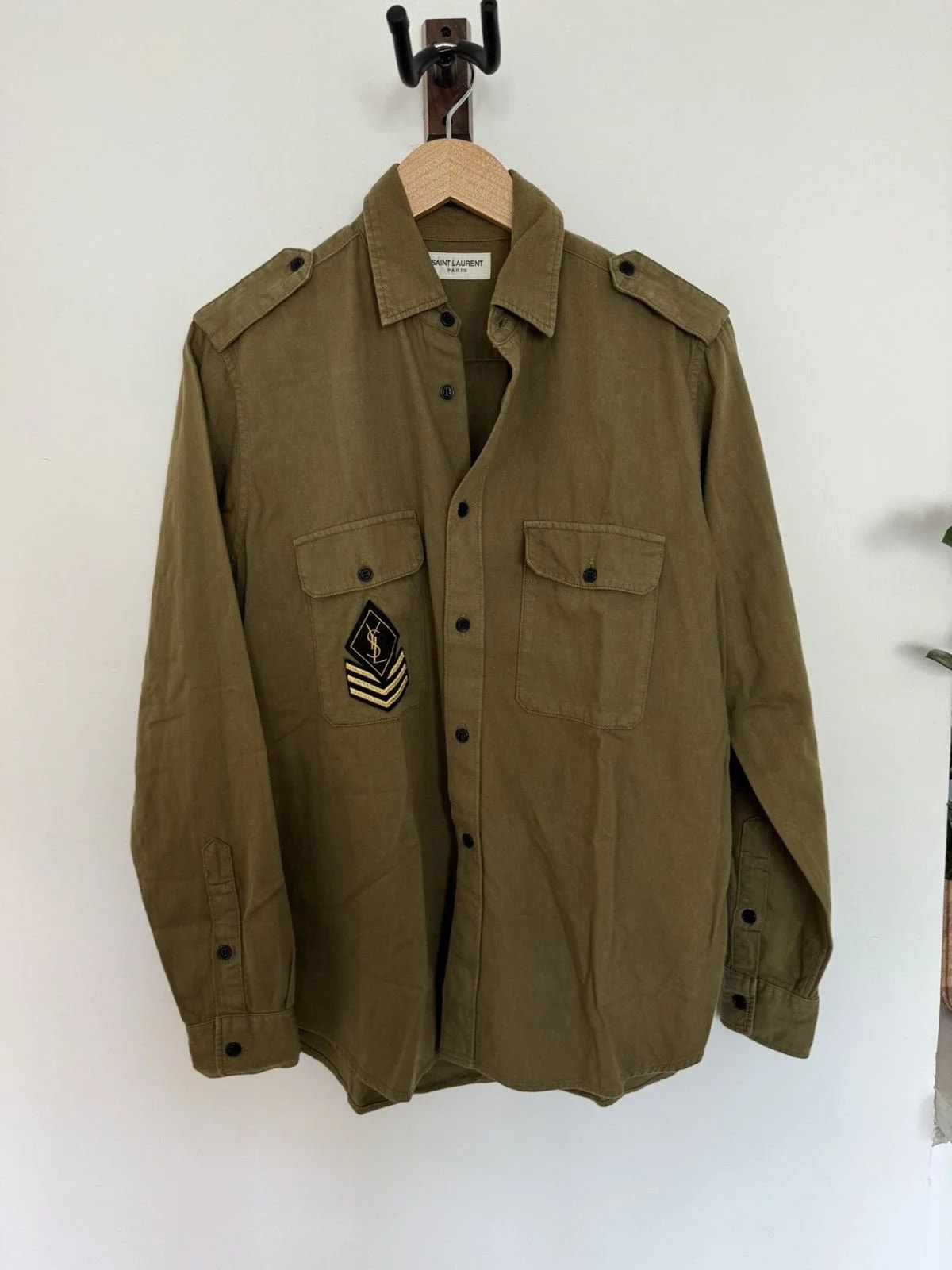 YSL — Army Embroidery YSL Logo Shirt — streetwear — resale