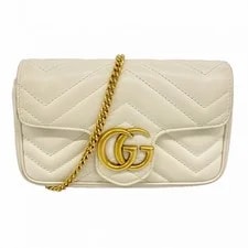 Gucci — Auth [6fe6739-k] Gucci GG Marmont 476433 White Gold Met... — Handbag — resale