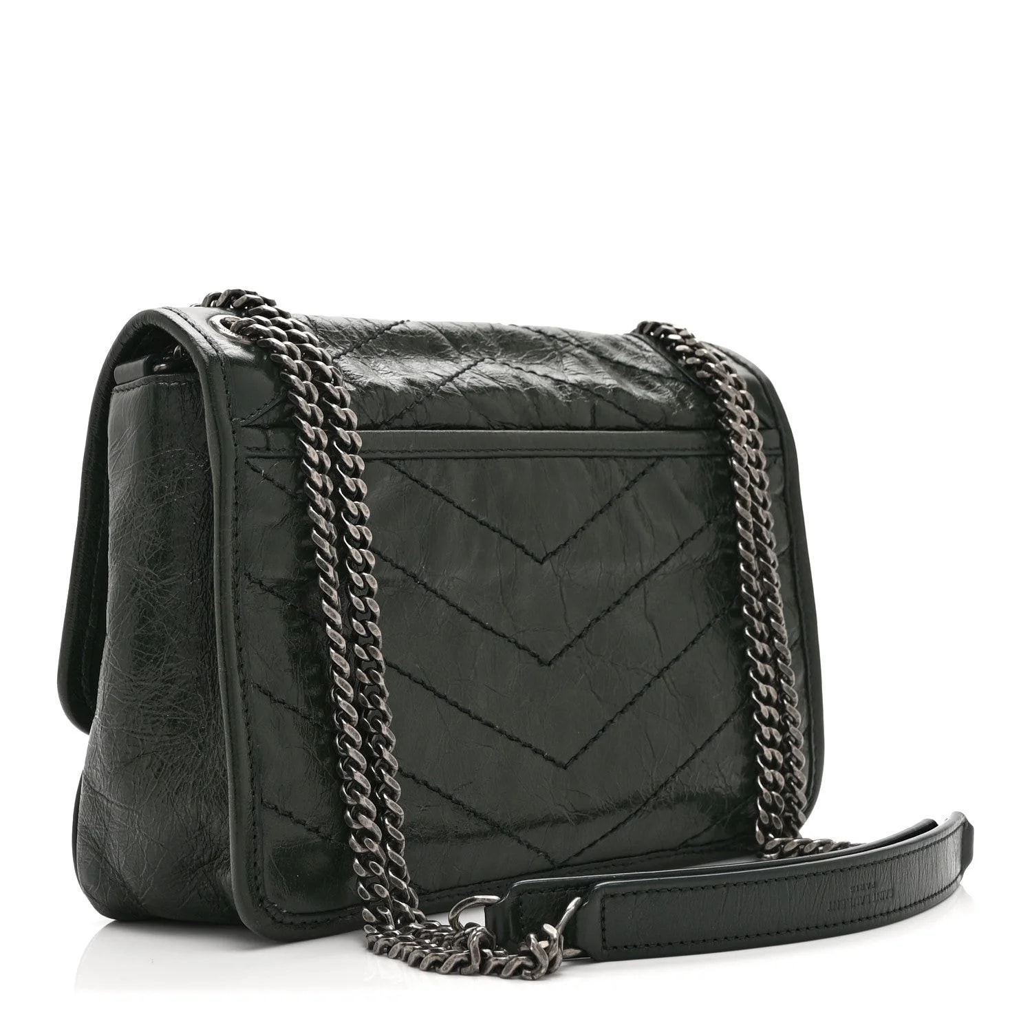 Crinkled Baby Niki Chain Satchel Dark 3