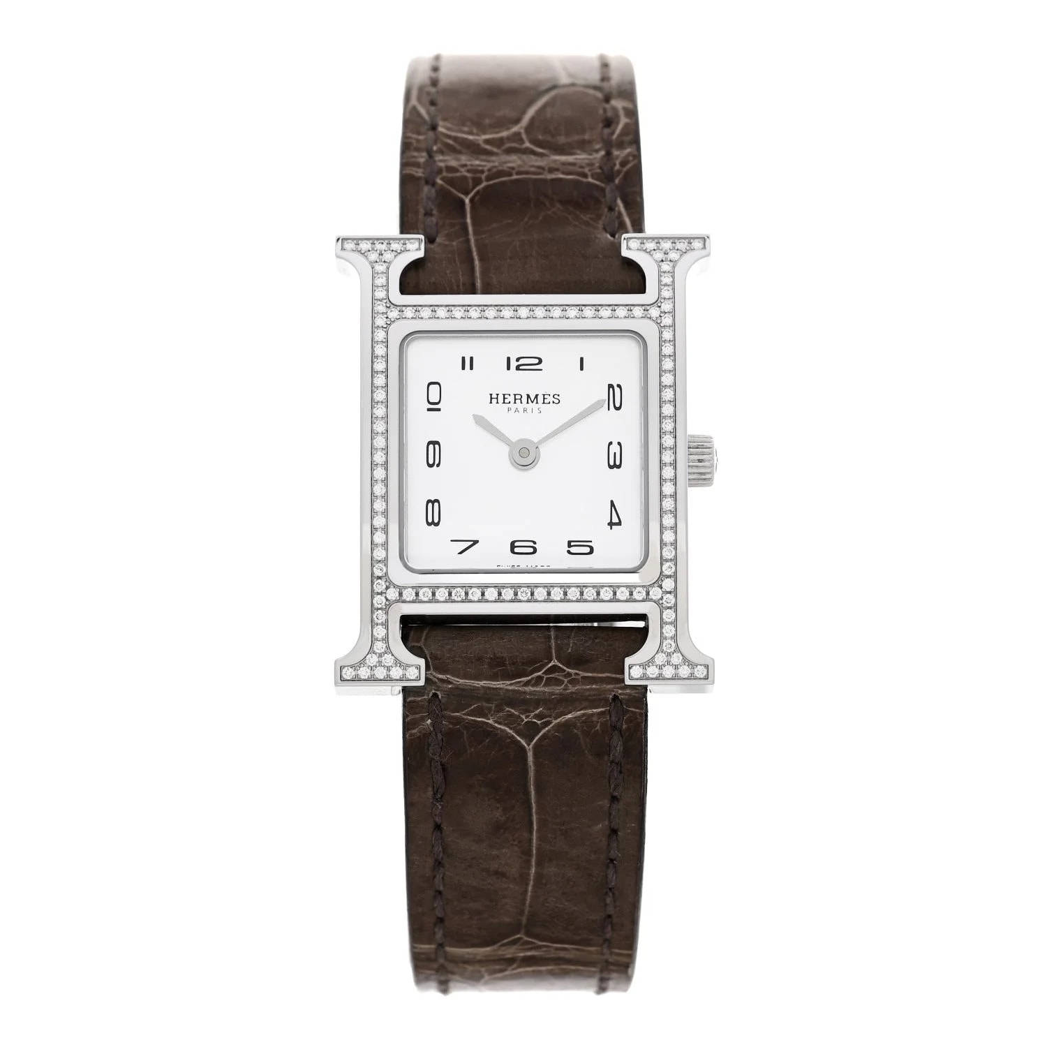 Mother — Stainless Steel Alligator Diamond Bezel Mother of Pearl 21mm Heure H Hour Quartz Noir — Watch — resale