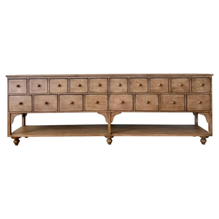 Bloom Home Inc — Lucy Reclaimed Elm Wood Console With 18 Drawers in Natural Finish — Furniture — resale