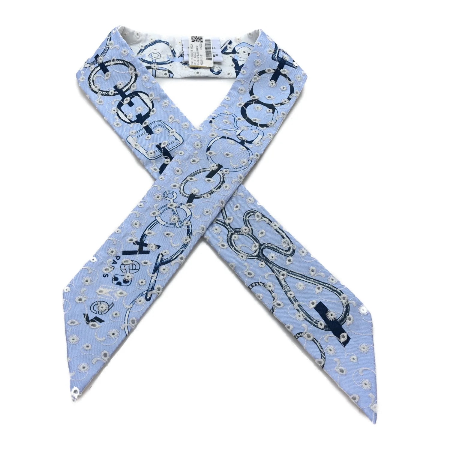 Hermès — Embroidered Do Re Boucles Broderie Anglaise Twilly — Accessory — resale