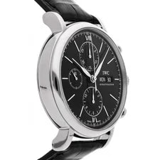 IWC Portofino Chronograph Steel Auto 42mm Black Dial Strap IW3910-08 3