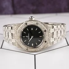 Audemars Piguet Lady Royal Oak 33mm Iced 13ct Diamonds Black Dial 67620ST 2