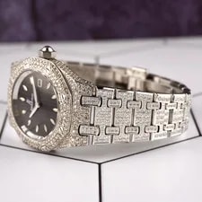 Audemars Piguet Lady Royal Oak 33mm Iced 13ct Diamonds Black Dial 67620ST 3
