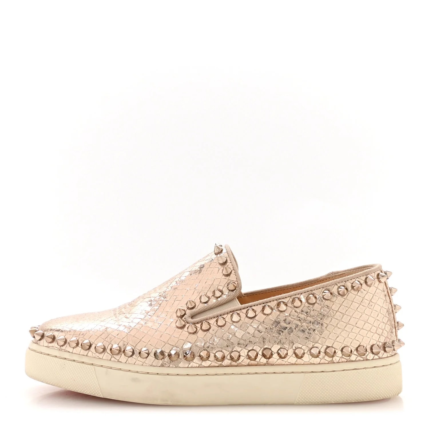 Christian Louboutin — Metallic Embossed Pik Boat 36.5 Colombe — Designer Shoe — resale