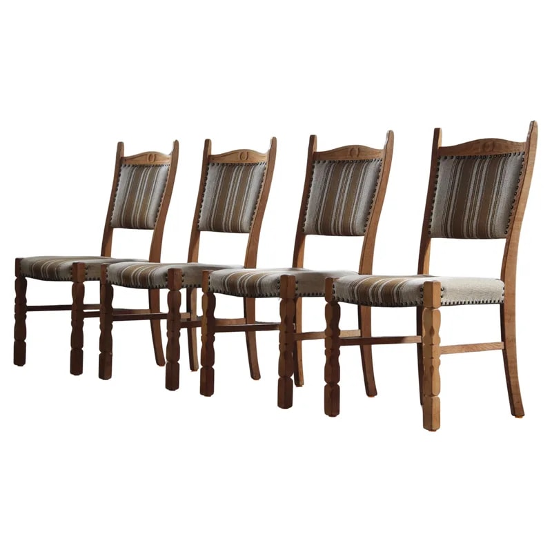 Vintage 1960s Danish Oak Dining Chairs, Style of Henning Kjaernulf, Denmark — Furniture — resale