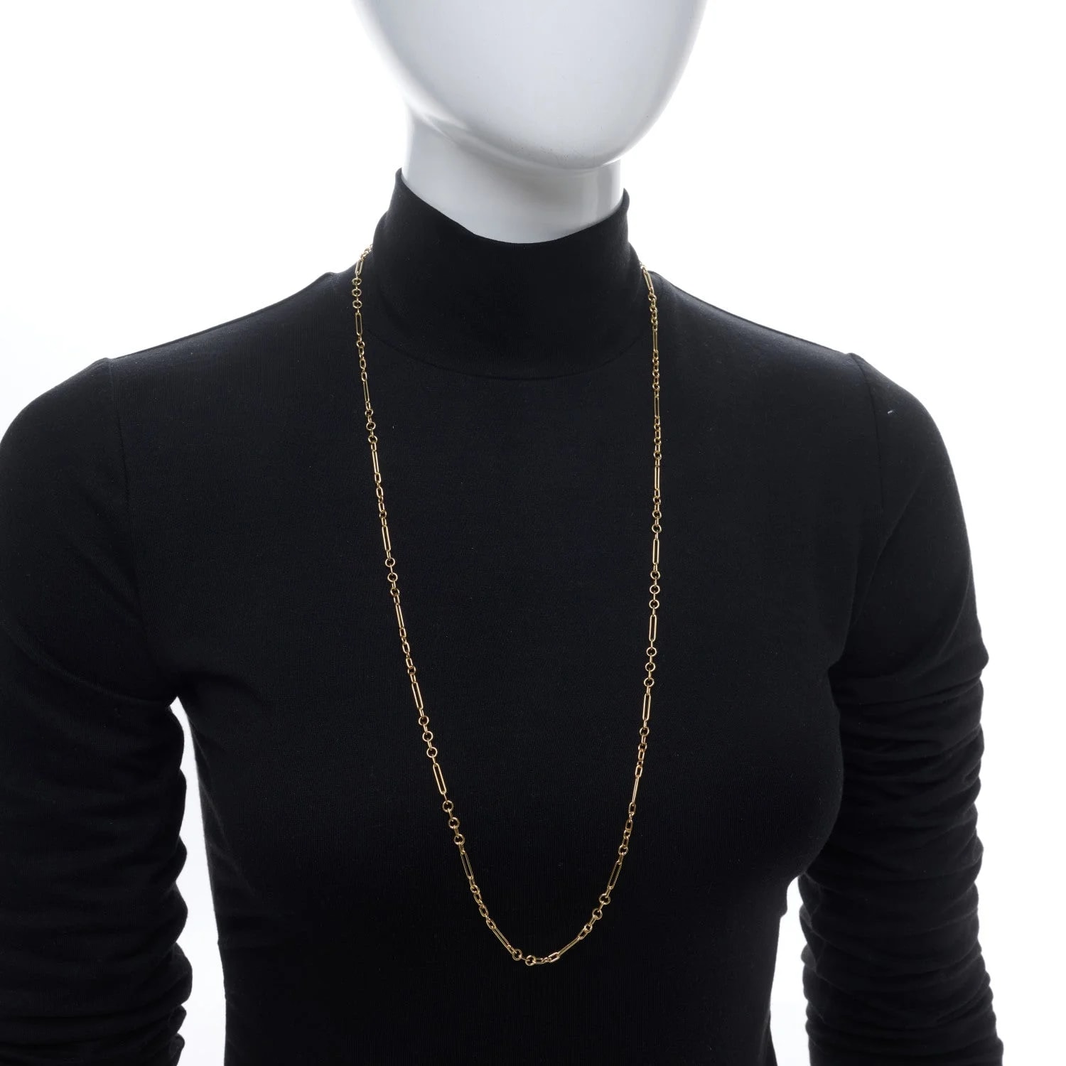 18K Yellow Gold Fine Mixed Clip Chain 32" 2