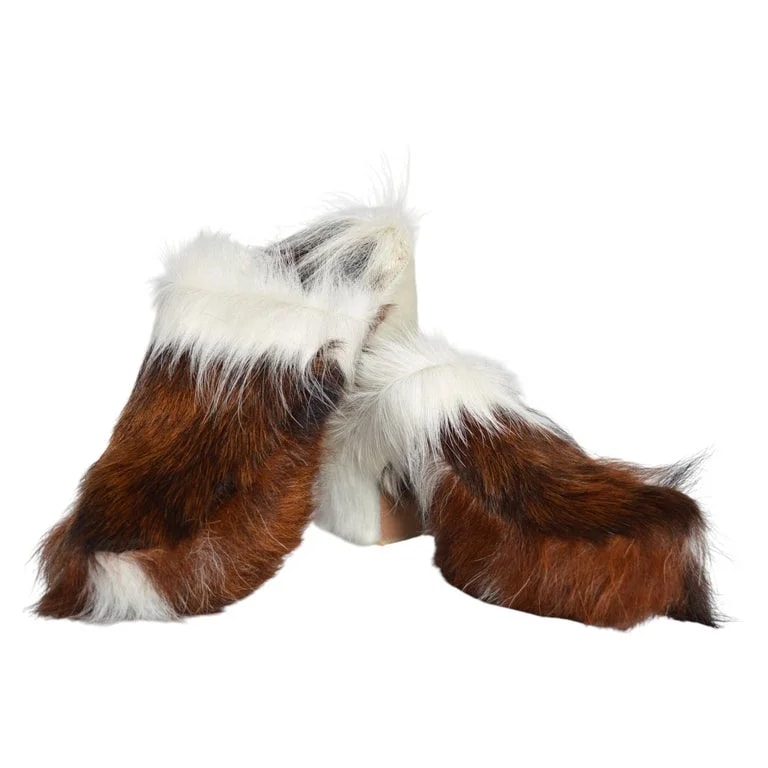Artisanal Furry 1990’s Cow Skin Platform Mules Clogs - High US 7 / EU 38 — Designer Shoe — resale