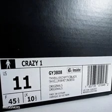 Adidas Crazy 1 US 11 Basketball Retro Kobe GY3808 New 3