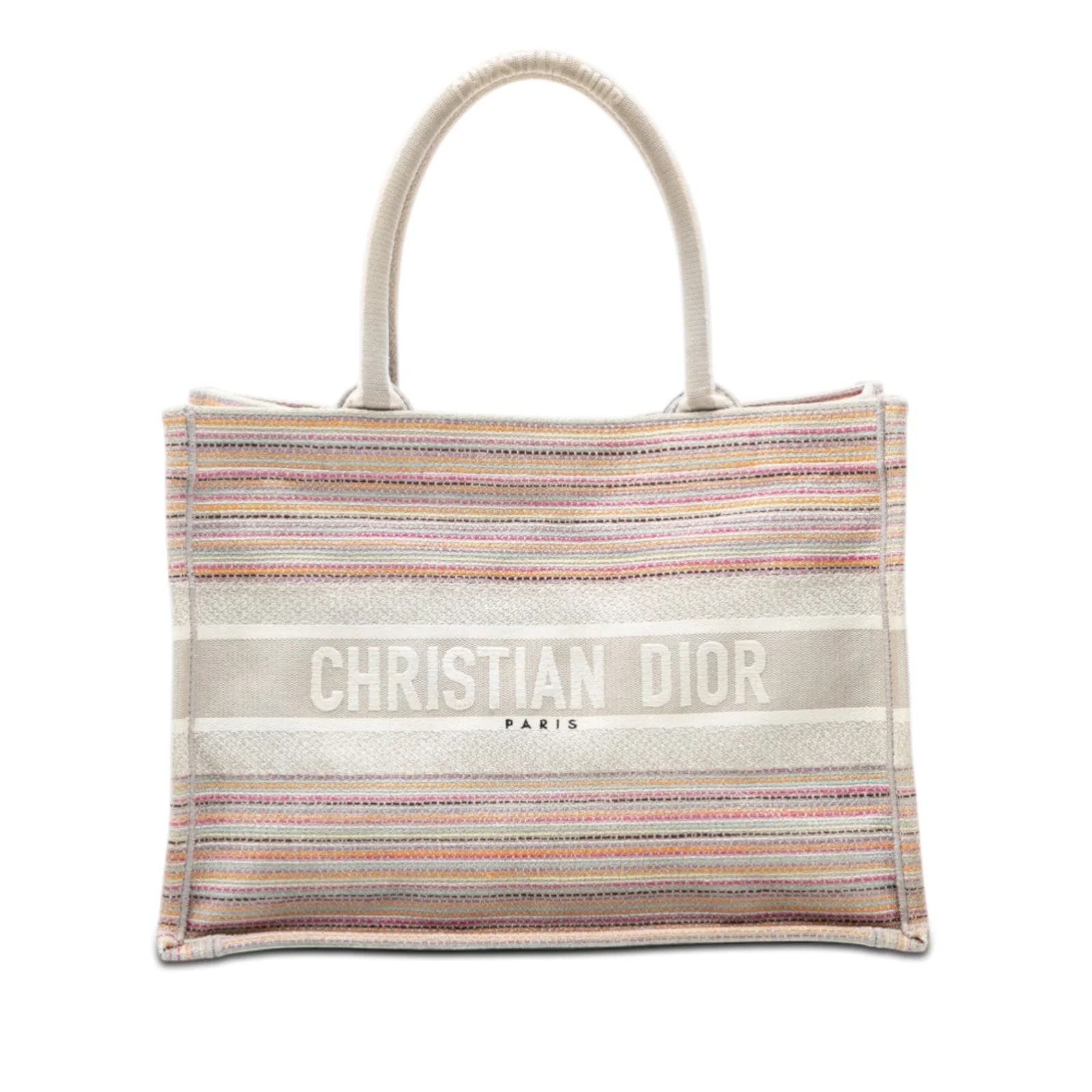 Dior — Medium Embroidered Stripes Book Tote — Handbag — resale