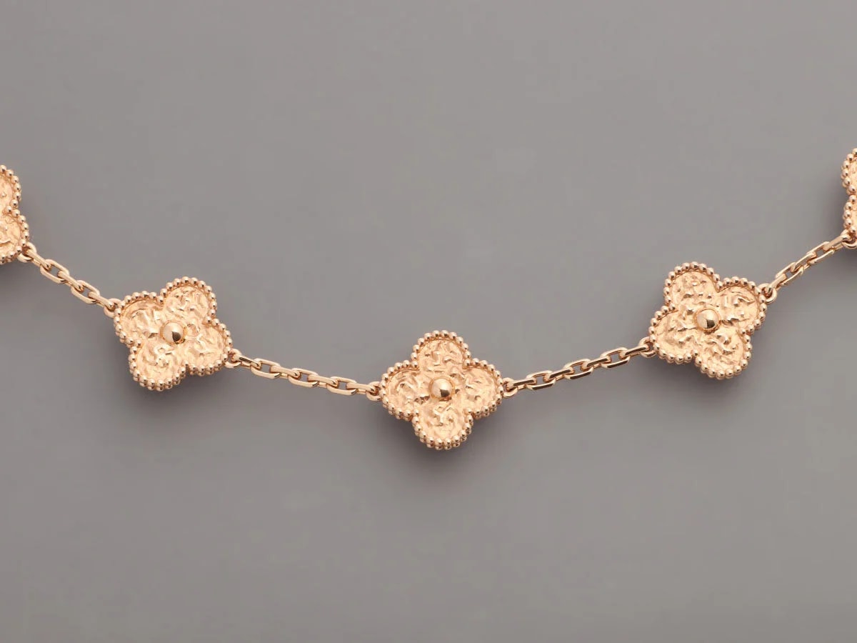 Van Cleef & Arpels 18K Rose Gold Hammered 5-Motif Alhambra 3