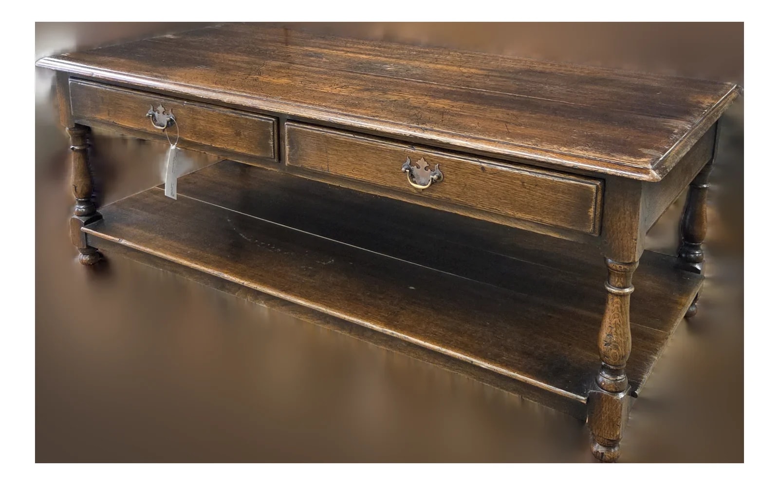 Late 20th Century English 2 Drawer Turned Leg Potbaord Base — Furniture — resale